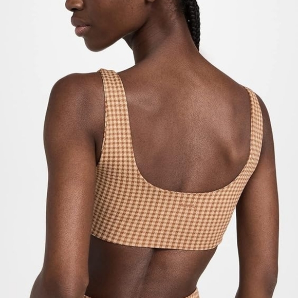 Madewell Square Neck Sports Bra, Color Check Print Size L - Picture 3 of 14